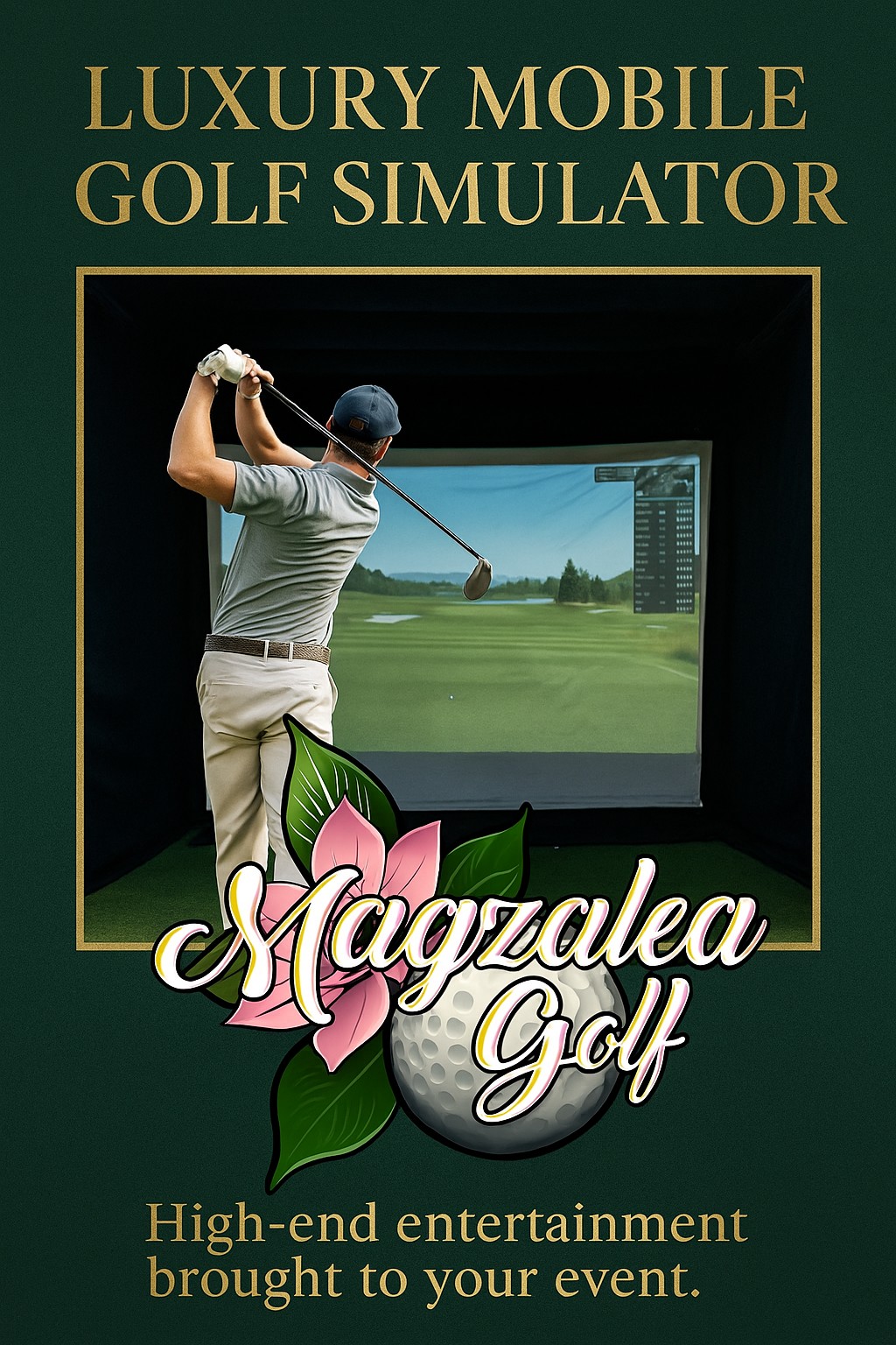 Indoor mobile golf simulator in action